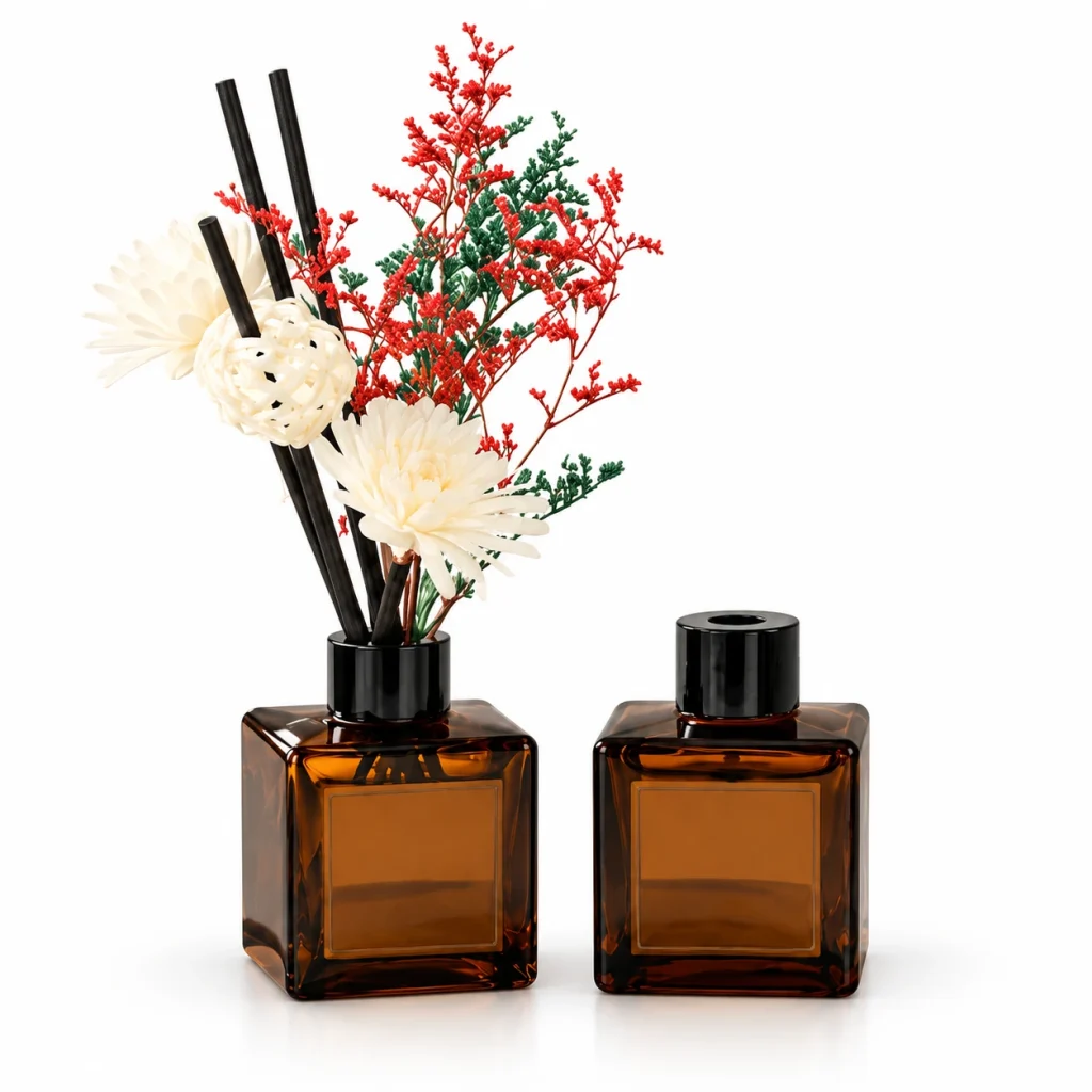 Amber Glass Reed Diffuser Bottle Duo — DB0007 — main white background