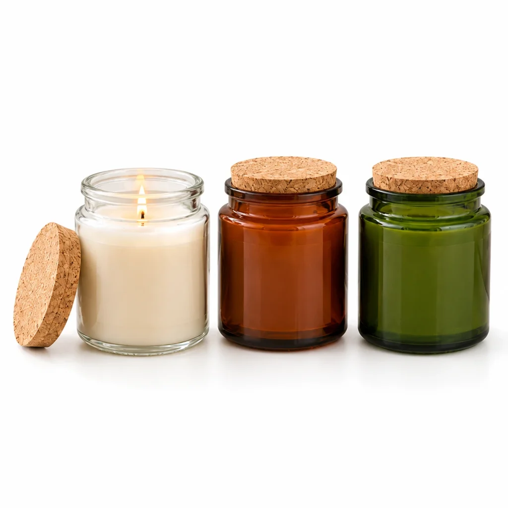 Apothecary Style Glass Candle Jar with Cork Lid — CJ0005 — main white background