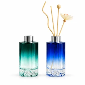Blue & Green Ombre Cylindrical Glass Reed Diffuser Bottle — DB0017 — main white background