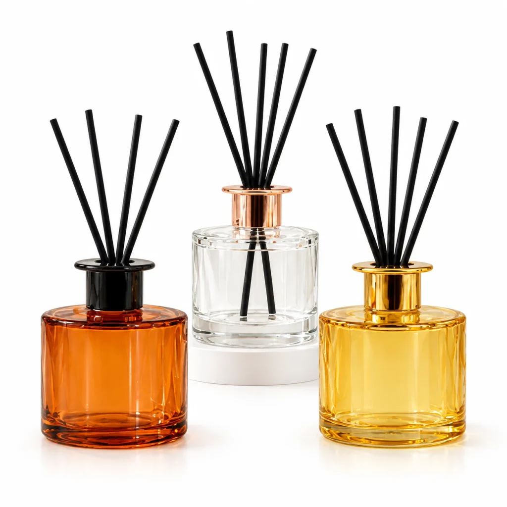 Classic Round Glass Reed Diffuser Bottle with Flared Collar — DB0021 — main white background