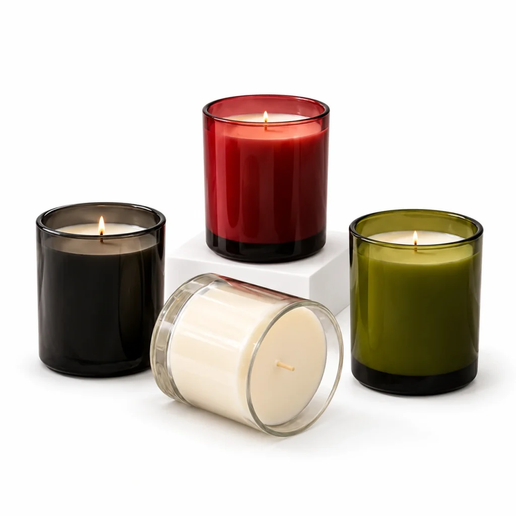 Classic Thick Base Glass Candle Jar – Four Color Options — CJ0013 — main white background