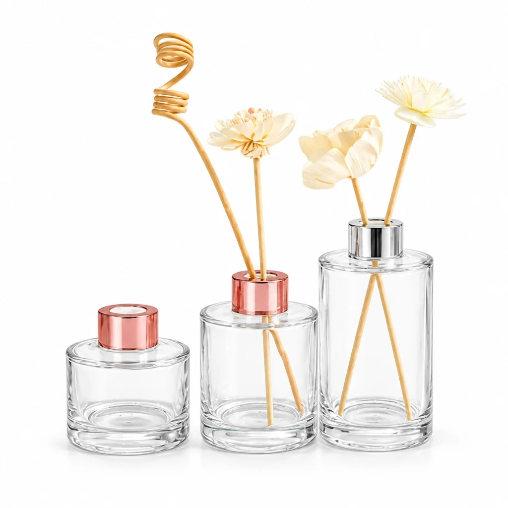 Clear Cylinder Glass Reed Diffuser Bottle — DB0028 — main white background