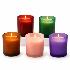 Colored Cylindrical Glass Candle Jar – Five Color Options — CJ0011 — main white background