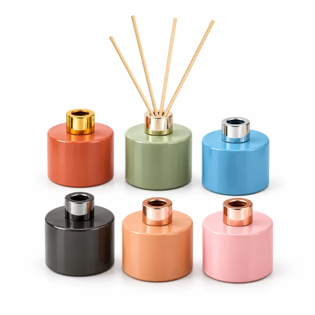 Colorful Round Glass Reed Diffuser Bottle — DB0029 — main white background