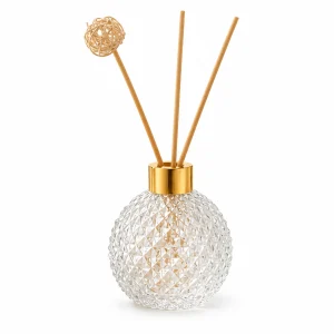 Diamond-Textured Round Glass Reed Diffuser Bottle — DB0033 — main white background