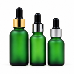 Frosted Green Glass Dropper Bottles