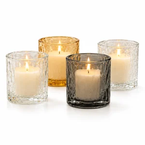Hammered Glass Candle Jar with Thick Base — CJ009 — main white background