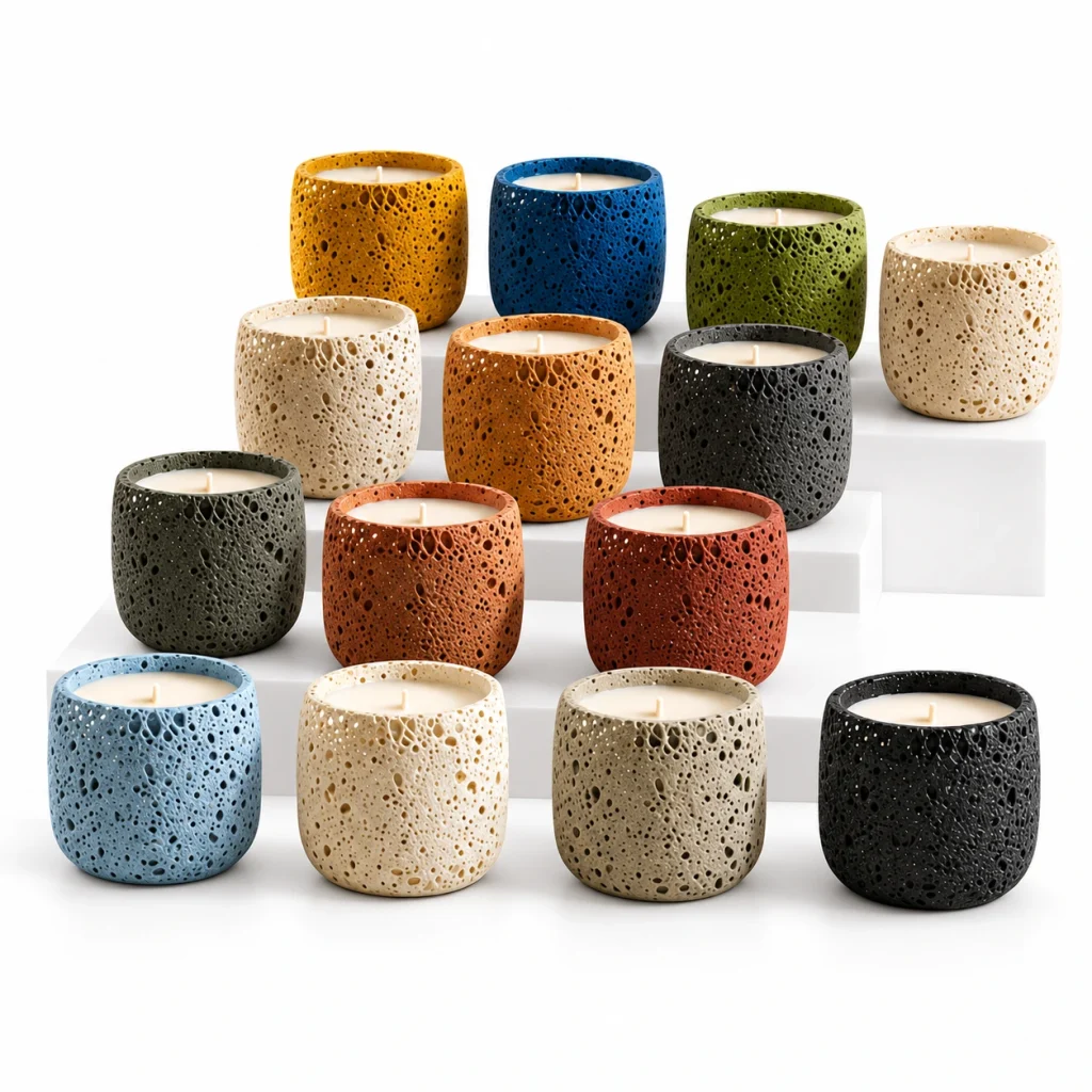 Lava-Textured Round Candle Jar — CJ0003 — main white background