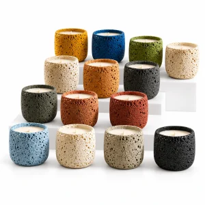 Lava-Textured Round Candle Jar — CJ0003 — main white background