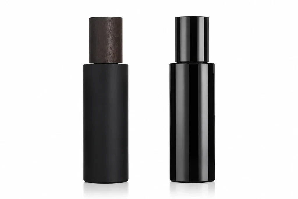 Luxury Black Cylindrical Perfume Bottle with Wood Grain Cap — LB005 — main product