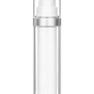 Luxury Clear Cosmetic Pump Bottle with Silver Collar and Protective Cap — LB007 — main product