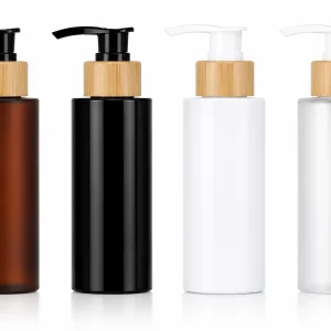 Luxury Cylindrical Lotion Pump Bottle with Wood Grain Collar — LB018 — main product