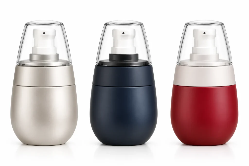 Luxury Egg-Shaped Cosmetic Lotion Pump Bottle with Clear Cap — LB001 — main product