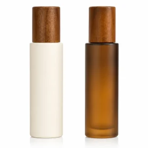 Luxury Frosted Glass Perfume Bottle with Wood Grain Cap — LB006 — main product