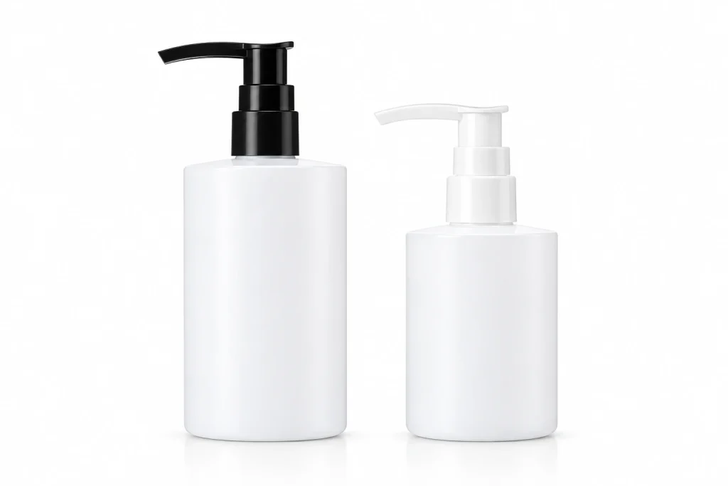 Luxury Frosted White Lotion Pump Bottle with Black and White Dispensers — LB023 — main product