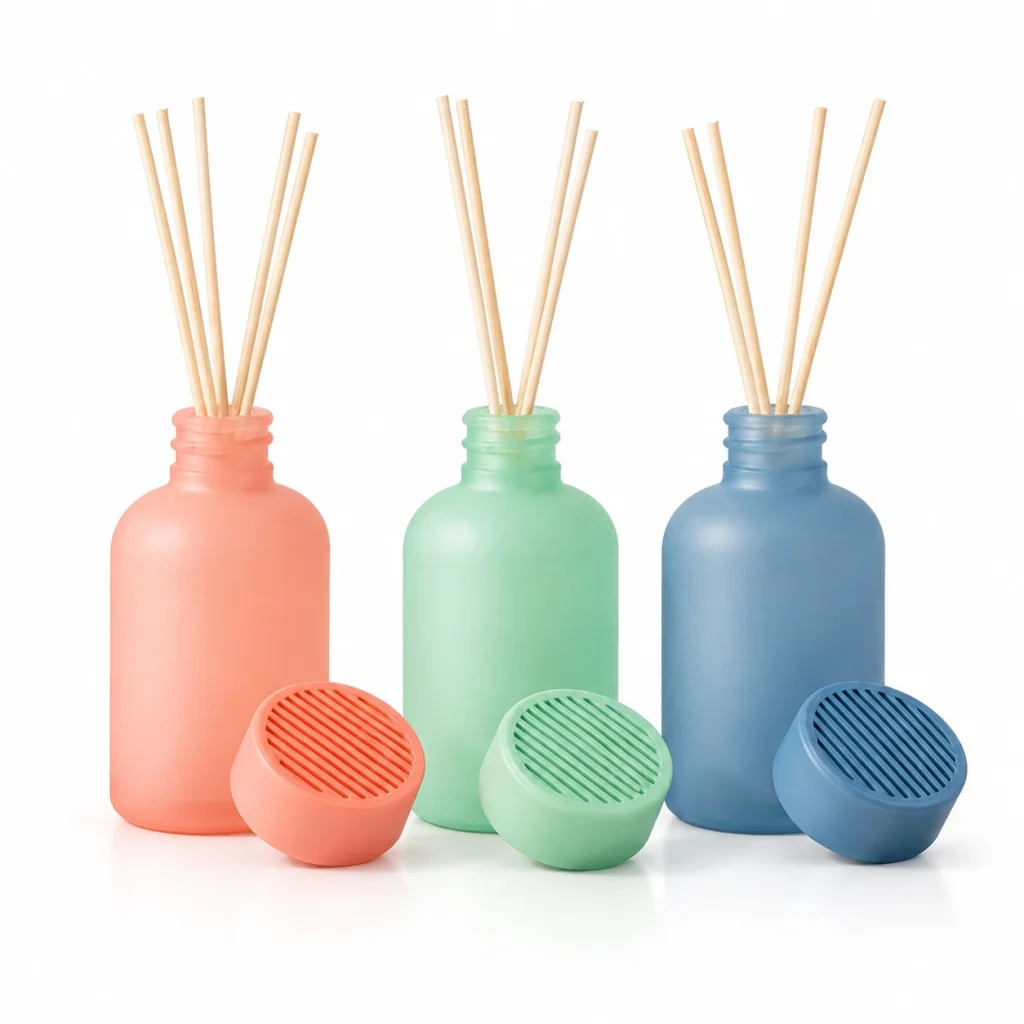 Pastel Frosted Glass Reed Diffuser Bottle with Matching Cap — DB0019 — main white background