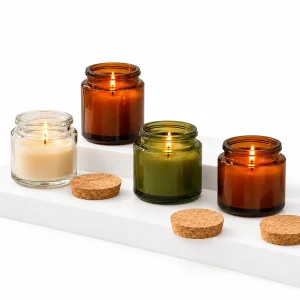 Round Glass Candle Jar with Cork Lid — CJ0002 — main white background