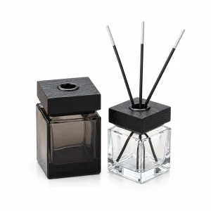 Square Glass Reed Diffuser Bottle with Black Square Collar — DB0035 — main white background