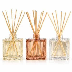 Square Ribbed Glass Reed Diffuser Bottle — DB0002 — main white background